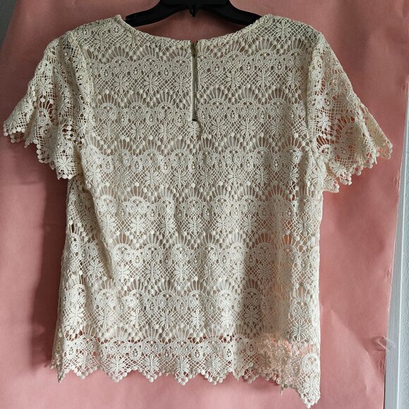 Ivory Crocheted Top with Bell Sleeves - Size L - Picture 3 of 4